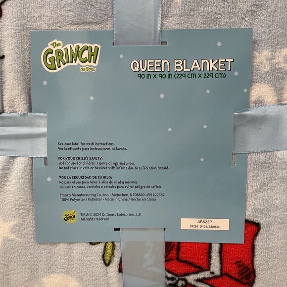 GRINCH & MAX dog Queen Full 90x90” Plush Blanket CHRISTMAS TREE Throw Print NEW - Picture 6 of 8